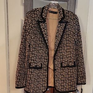 New York & Company Black and Tan Patterned Blazer